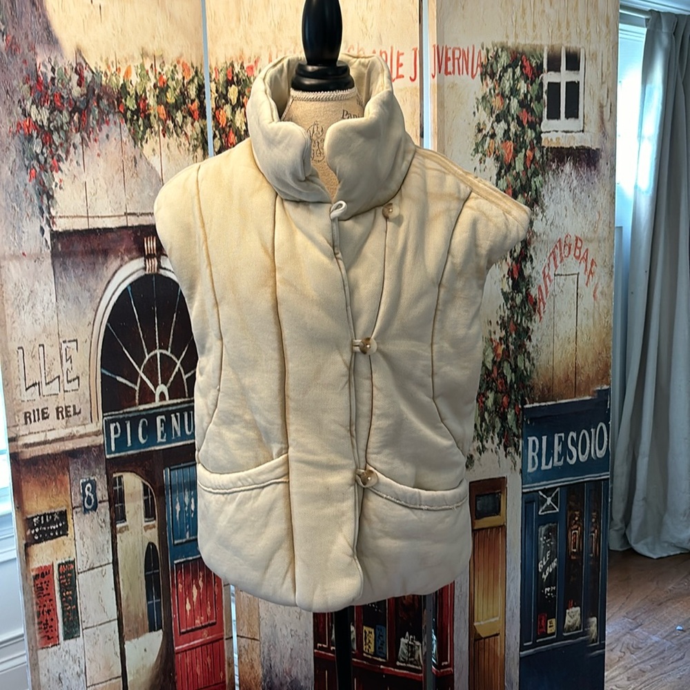 Free People Cream Quilted Vest